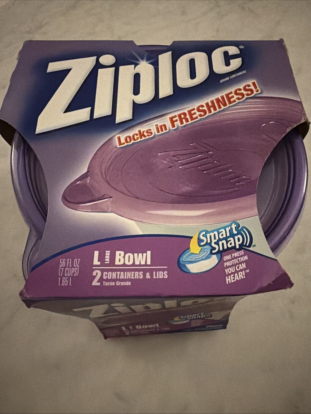 Ziploc Snap & Seal Smart Snap LG Round Bowls Color Edition Pack Of 2 NOS 2010